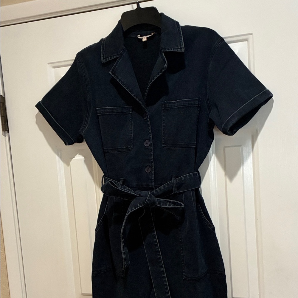 Skies are Blue nwot denim Dark Blue short Sleeve stretch Jumpsuit